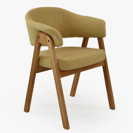 Dubová stolička s podrúčkami, žltá