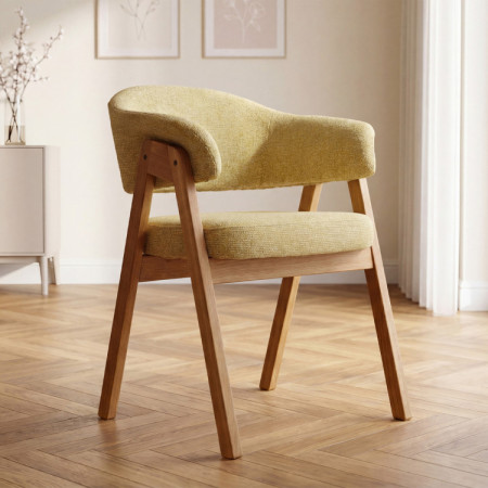 Dubová stolička s podrúčkami, žltá