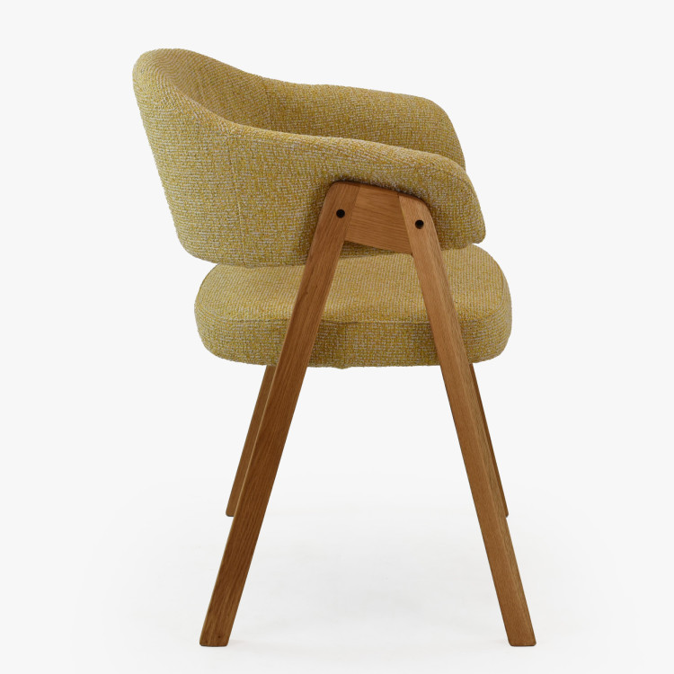 Dubová stolička s podrúčkami, žltá