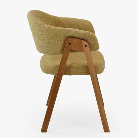 Dubová stolička s podrúčkami, žltá