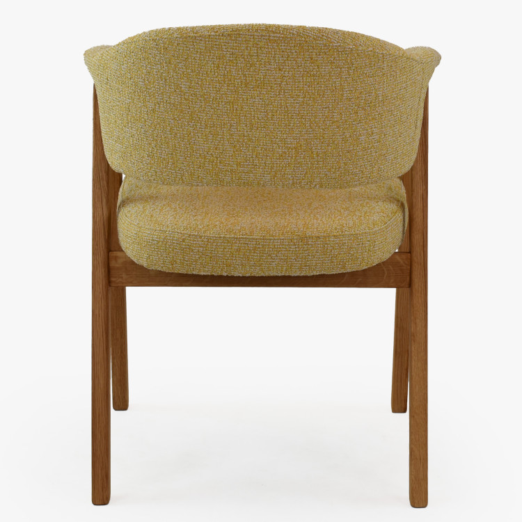 Dubová stolička s podrúčkami, žltá