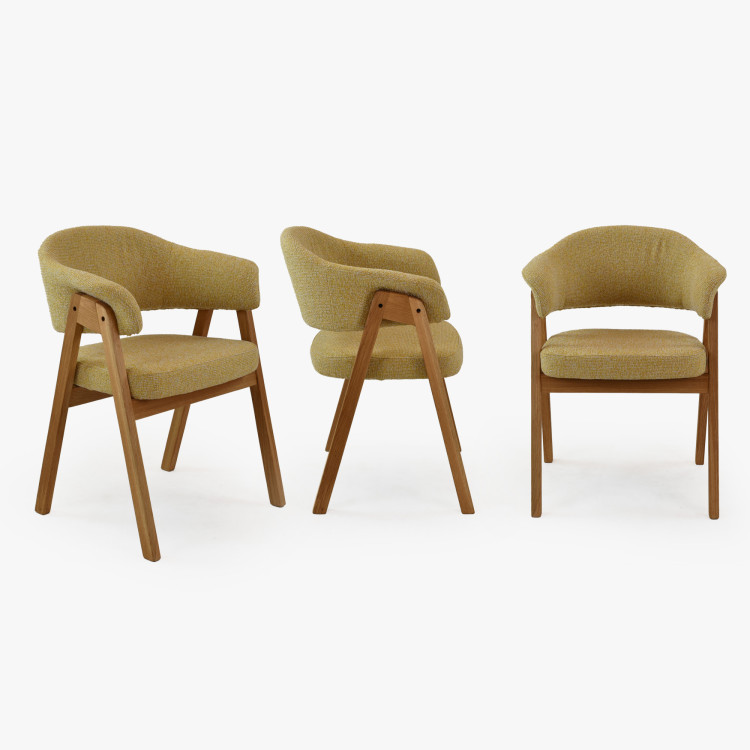 Dubová stolička s podrúčkami, žltá