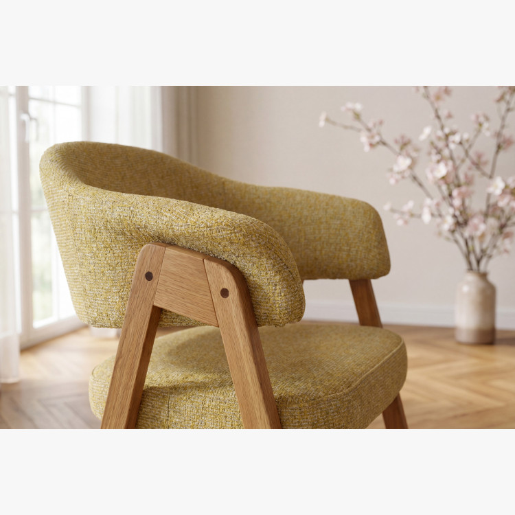 Dubová stolička s podrúčkami, žltá