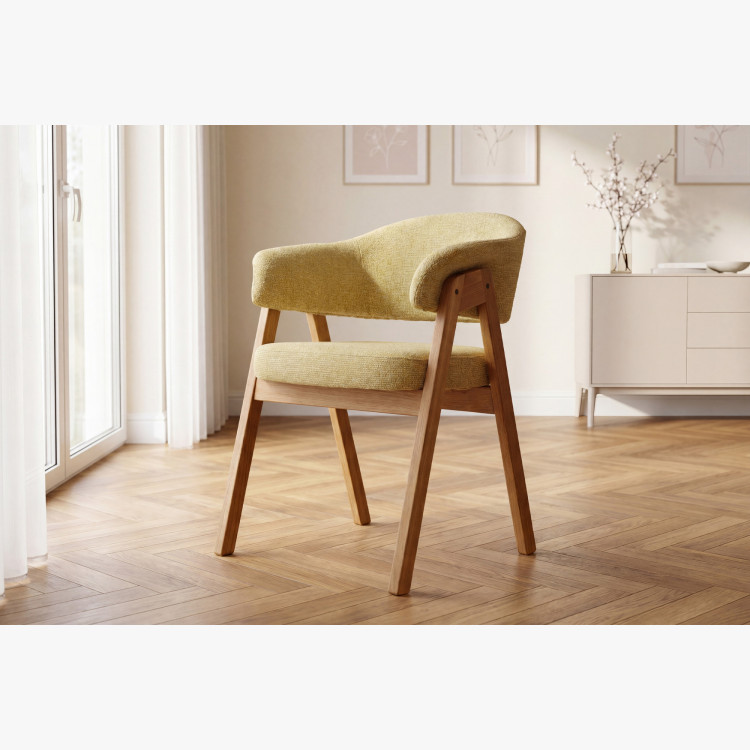 Dubová stolička s podrúčkami, žltá