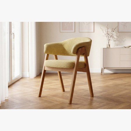 Dubová stolička s podrúčkami, žltá