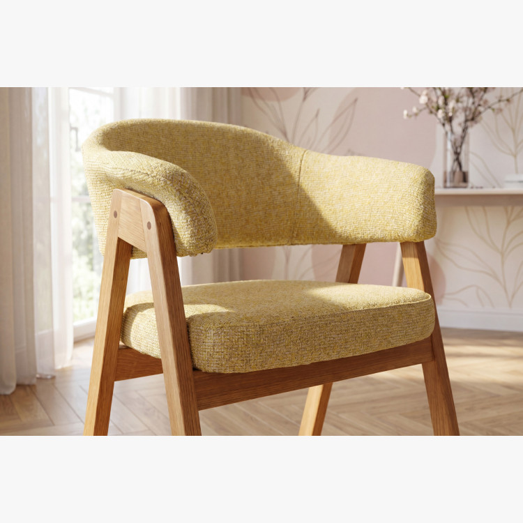 Dubová stolička s podrúčkami, žltá