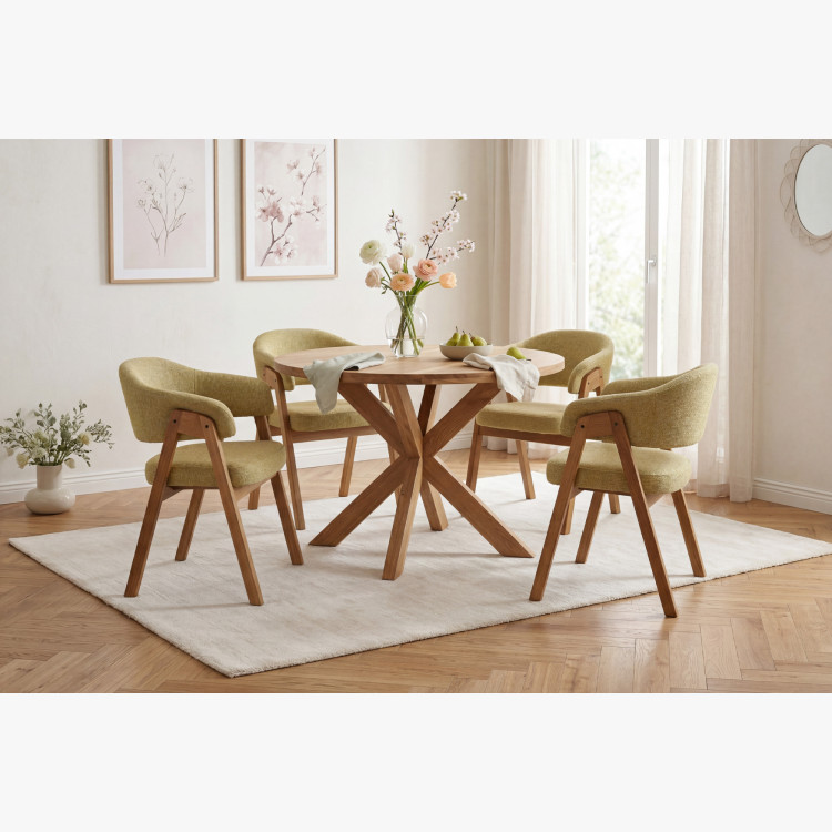 Dubová stolička s podrúčkami, žltá