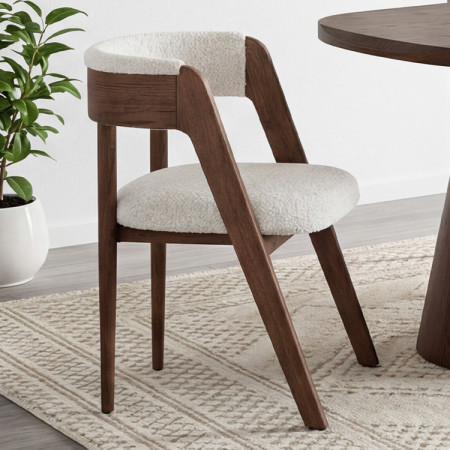 Luxusné dubové kreslo v orechovej farbe, krémová látka