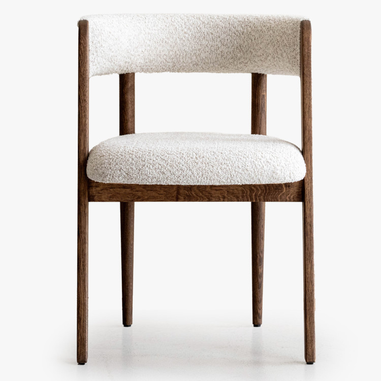 Luxusné dubové kreslo v orechovej farbe, krémová látka