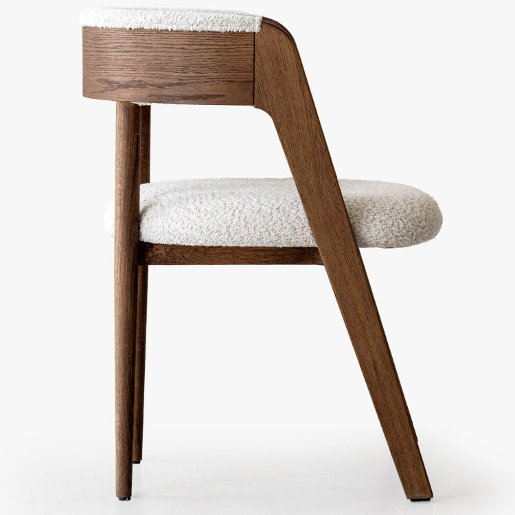 Luxusné dubové kreslo v orechovej farbe, krémová látka