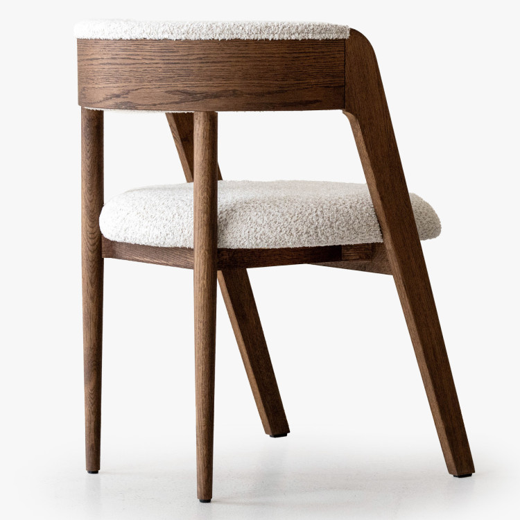 Luxusné dubové kreslo v orechovej farbe, krémová látka