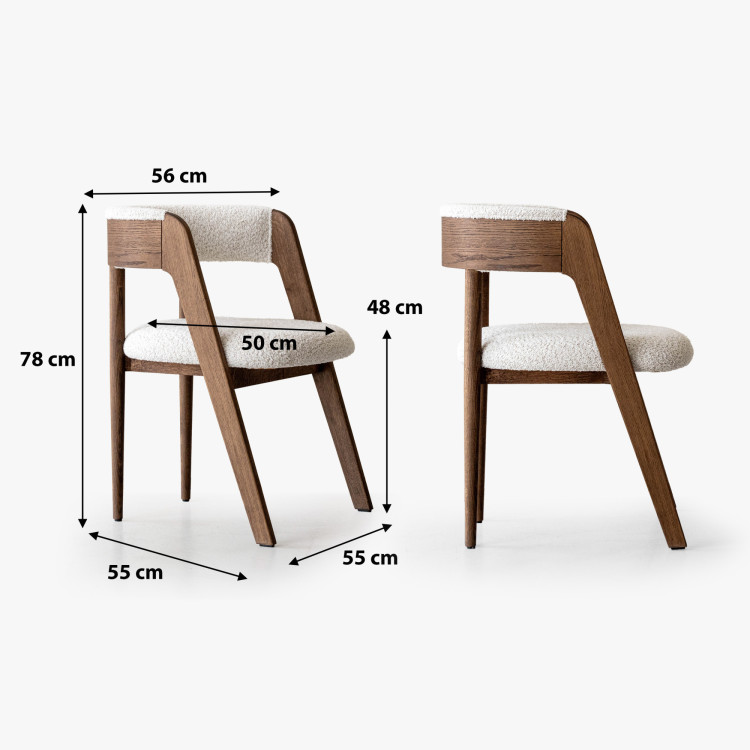 Luxusné dubové kreslo v orechovej farbe, krémová látka