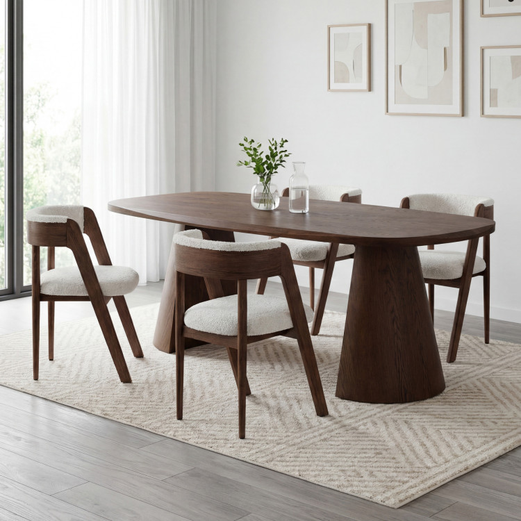 Luxusné dubové kreslo v orechovej farbe, krémová látka