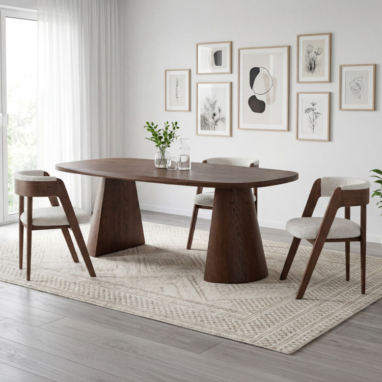 Luxusné dubové kreslo v orechovej farbe, krémová látka