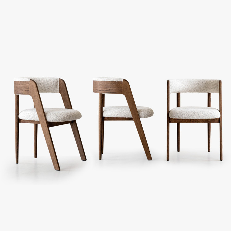 Luxusné dubové kreslo v orechovej farbe, krémová látka