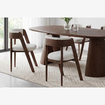 Luxusné dubové kreslo v orechovej farbe, krémová látka