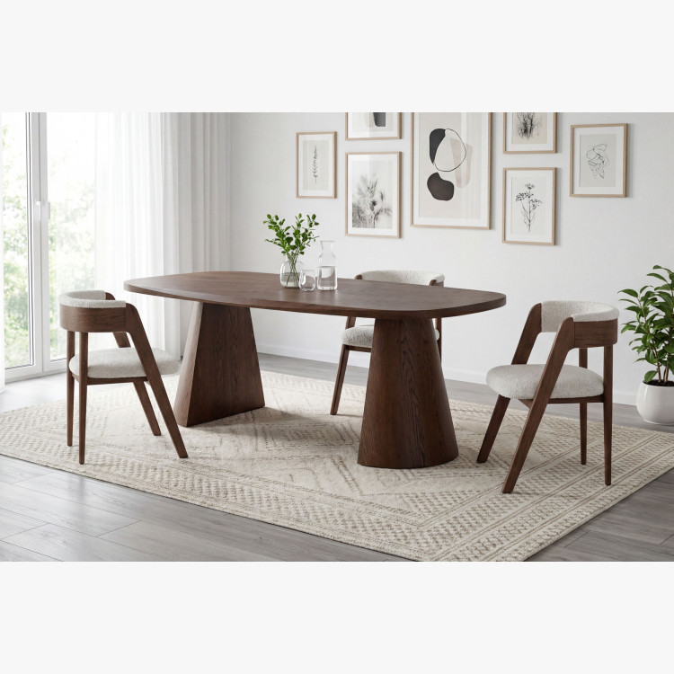 Luxusné dubové kreslo v orechovej farbe, krémová látka