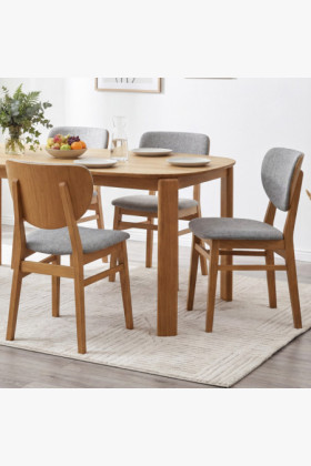 Dubová jedálenská stolička s čalúneným sedákom - látka sivá easy clean 2