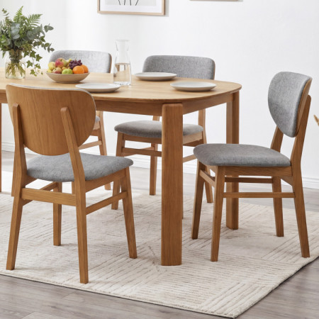 Dubová jedálenská stolička s čalúneným sedákom - látka sivá easy clean