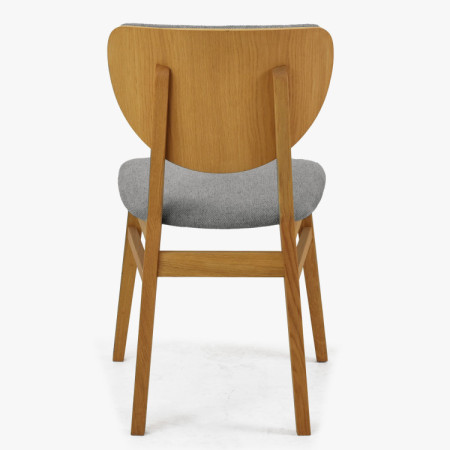 Dubová jedálenská stolička s čalúneným sedákom - látka sivá easy clean