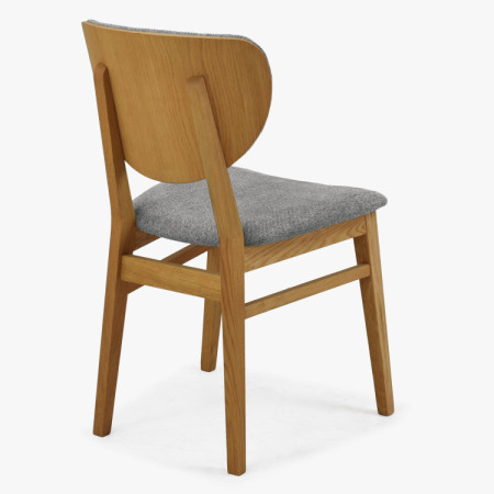 Dubová jedálenská stolička s čalúneným sedákom - látka sivá easy clean