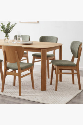 Dubová jedálenská stolička s čalúneným sedákom - látka zelená easy clean 2