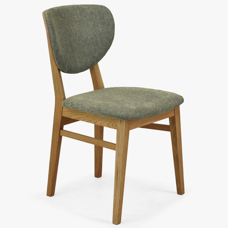 Dubová jedálenská stolička s čalúneným sedákom - látka zelená easy clean