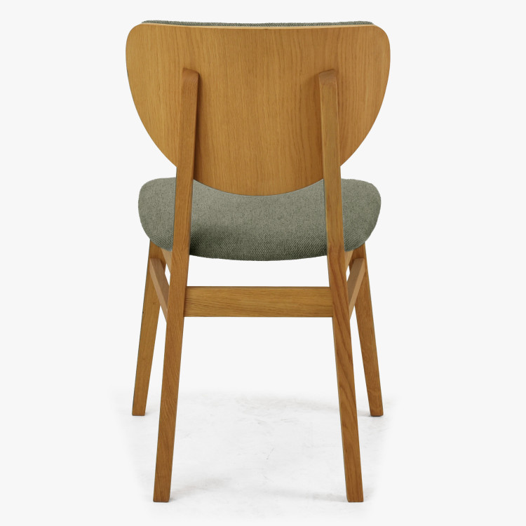 Dubová jedálenská stolička s čalúneným sedákom - látka zelená easy clean