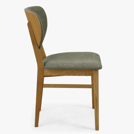 Dubová jedálenská stolička s čalúneným sedákom - látka zelená easy clean