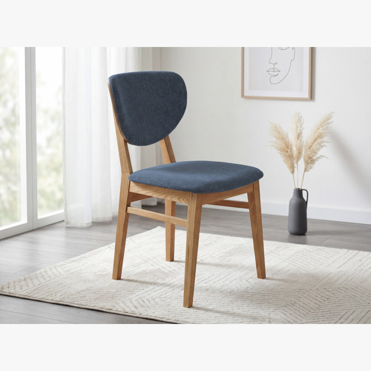 Dubová jedálenská stolička s čalúneným sedákom - látka antracit easy clean