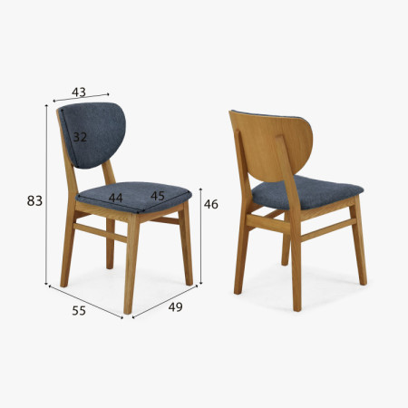 Dubová jedálenská stolička s čalúneným sedákom - látka antracit easy clean