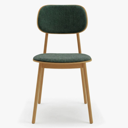 Čalúnená jedálenská stolička Vard z masívneho dubu – zelená látka