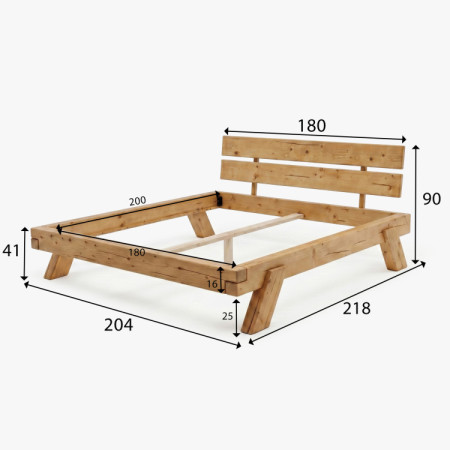 Masívna smreková posteľ 180 × 200 cm - Lienka