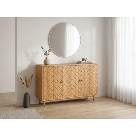 Dubová komoda s dvierkami 139 cm – luxusná masívna komoda s frézovaním rybia kosť