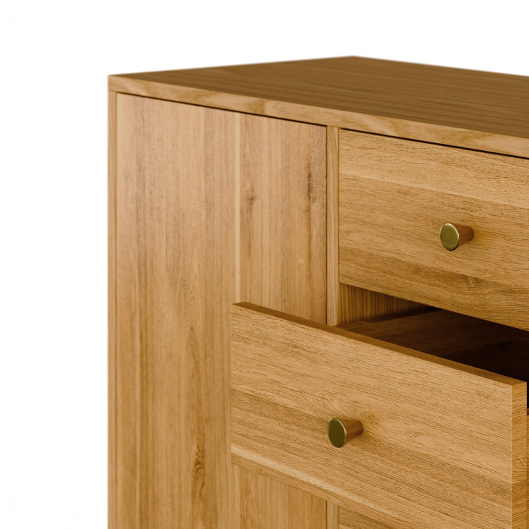 Masívna dubová komoda Jessica 190 cm s frézovaným vzorom rybej kosti