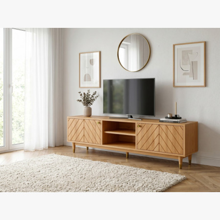 Masívna TV komoda Jessica 179 cm s frézovaným vzorom rybej kosti