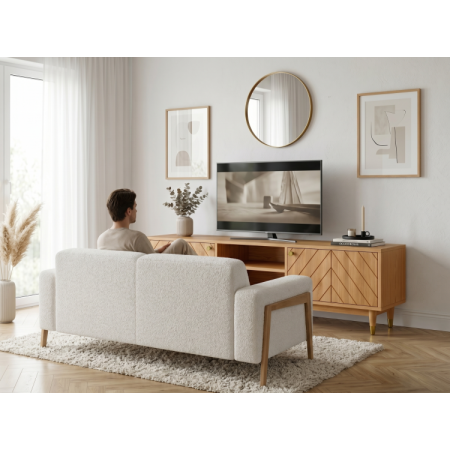 Masívna TV komoda Jessica 179 cm s frézovaným vzorom rybej kosti