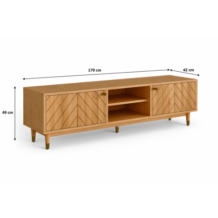 Masívna TV komoda Jessica 179 cm s frézovaným vzorom rybej kosti