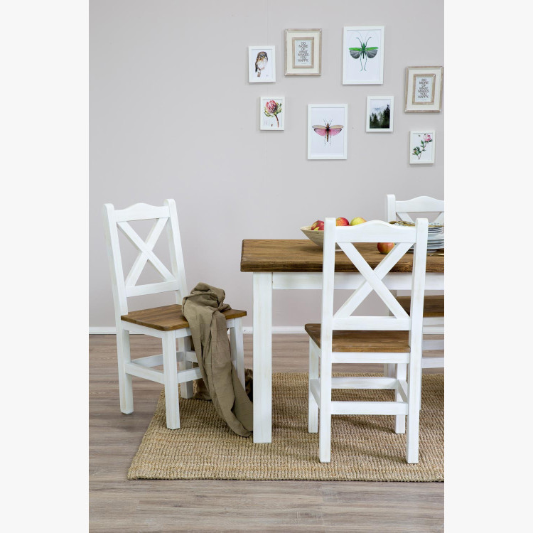 Provensálská stolička Biela patina - hnedá