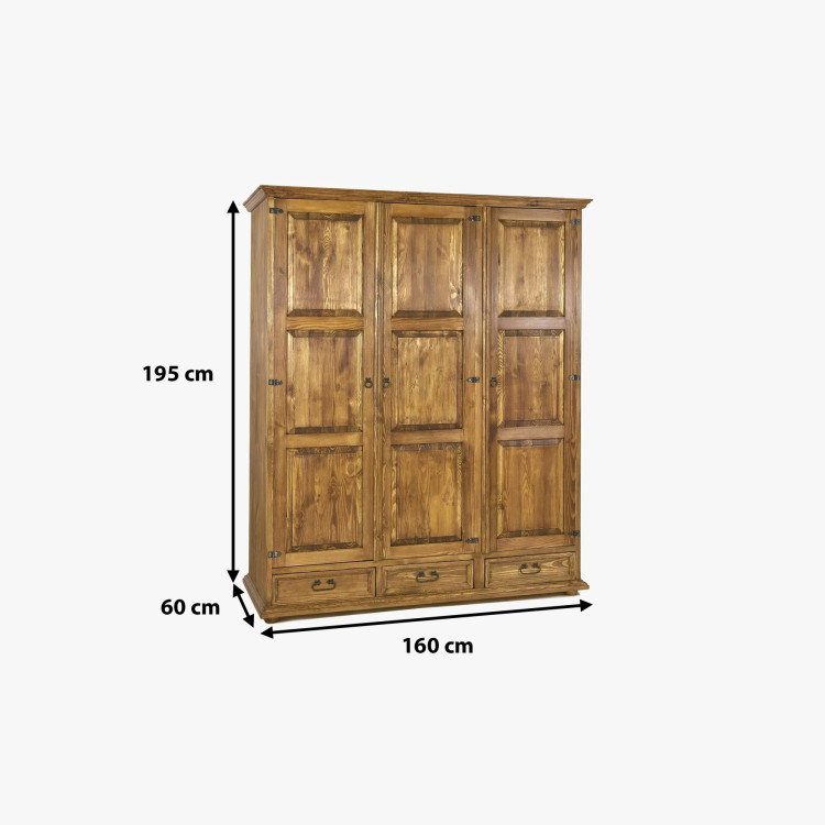 Trojdverová rustikálna skriňa