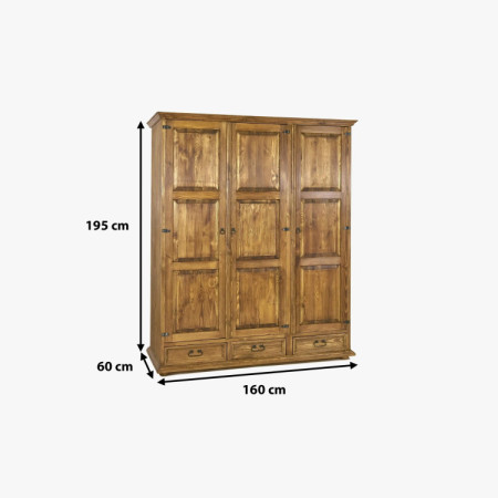 Trojdverová rustikálna skriňa