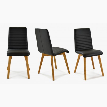 Jedálenská stolička z pravej kože čierna, model Arosa