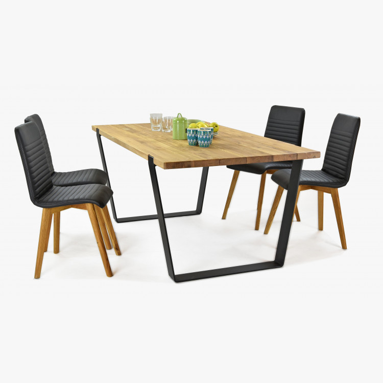 Jedálenská stolička z pravej kože čierna, model Arosa