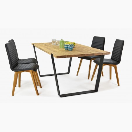 Jedálenská stolička z pravej kože čierna, model Arosa