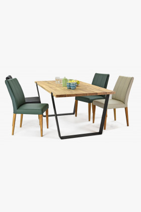 Jedálenská stolička z pravej kože, sivé svetlá, Klaudia , Stolička z pravej kože- 1 2