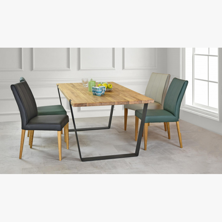 Jedálenská stolička z pravej kože, sivé svetlá, Klaudia