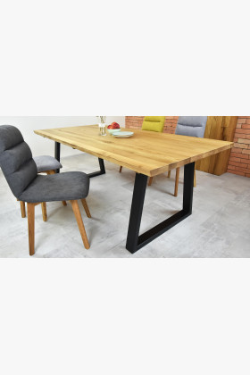 Luxusný stôl z masívneho dreva - čierne oceľové nohy, Torino 180 x 90 cm , Jedálenské stoly- 1 2