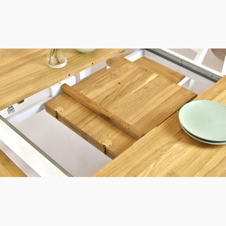 Masívny dubový stôl + biely stôl, Tomino