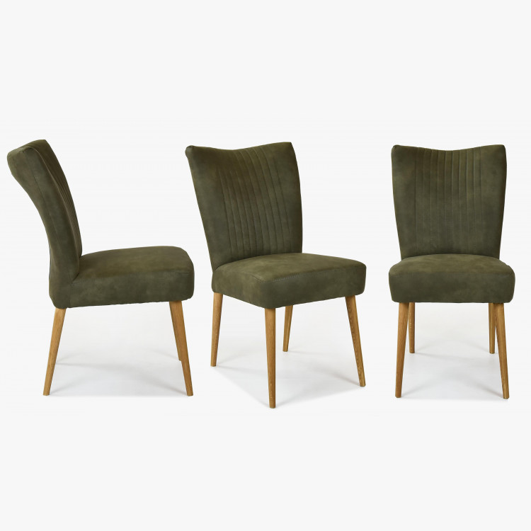 Elegantná stolička valencia - okrúhle nohy dub, olivová , Jedálenské stoličky- 6