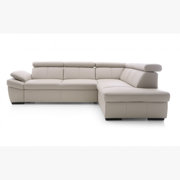 Kožená rohová pohovka s úložným priestorom a funkciou spania - SALERNO
